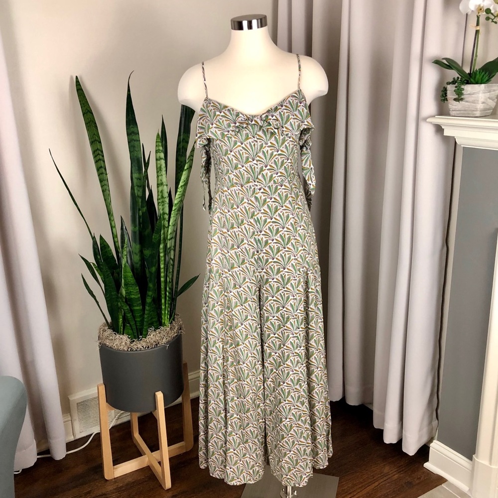 Anthropologie Feather Print Jumpsuit NWT 00P